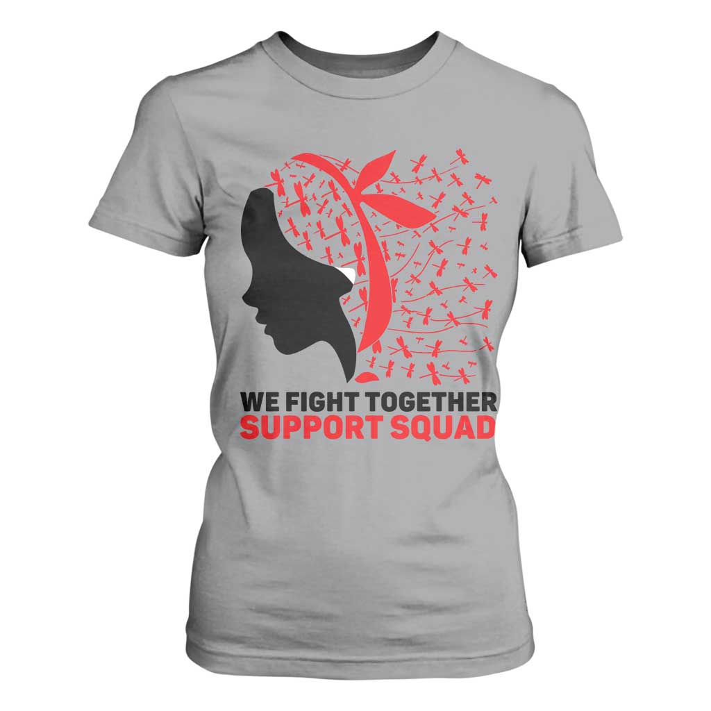 We Fight Together Support Squad T Shirt For Women HIV Warrior Dragonfly Gift