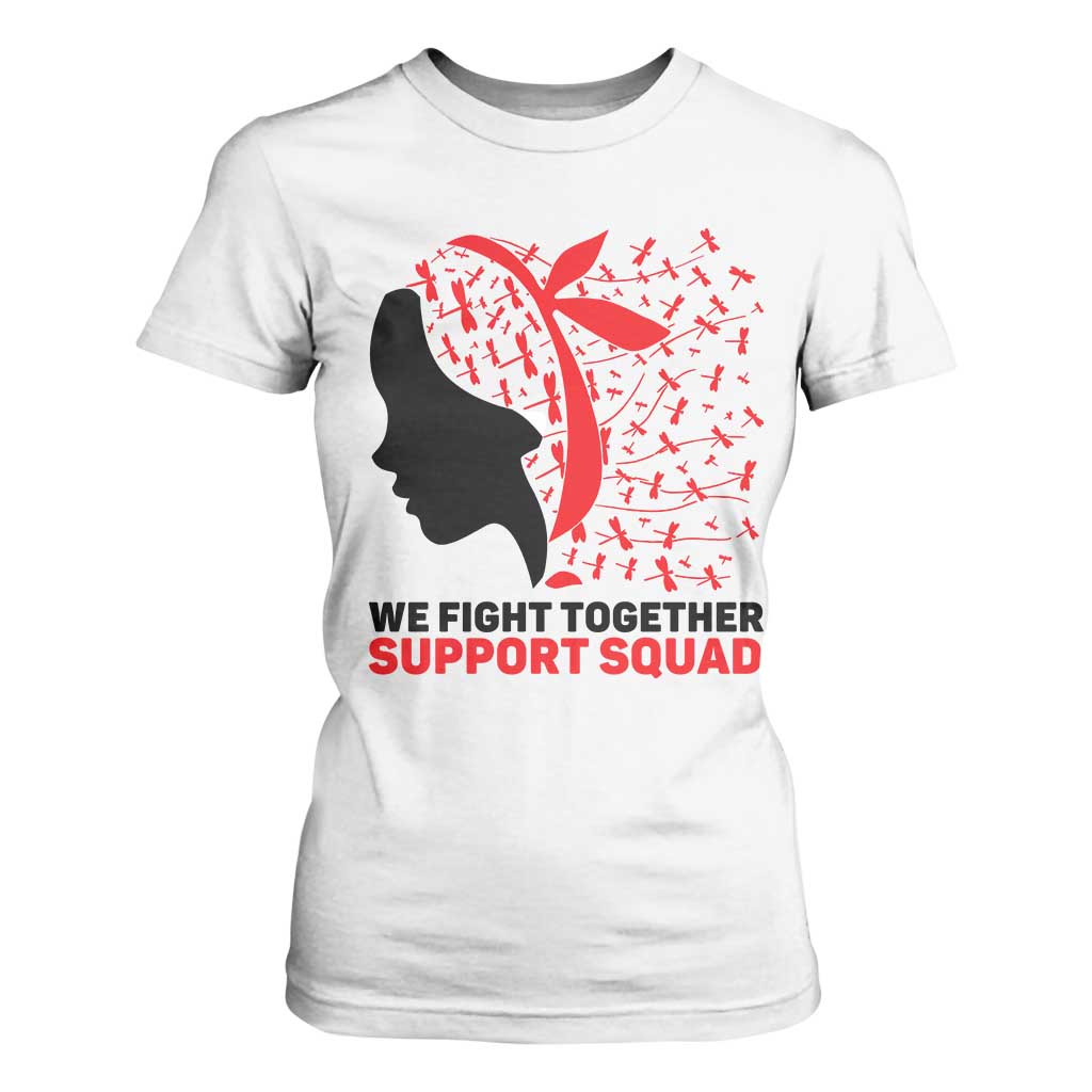 We Fight Together Support Squad T Shirt For Women HIV Warrior Dragonfly Gift