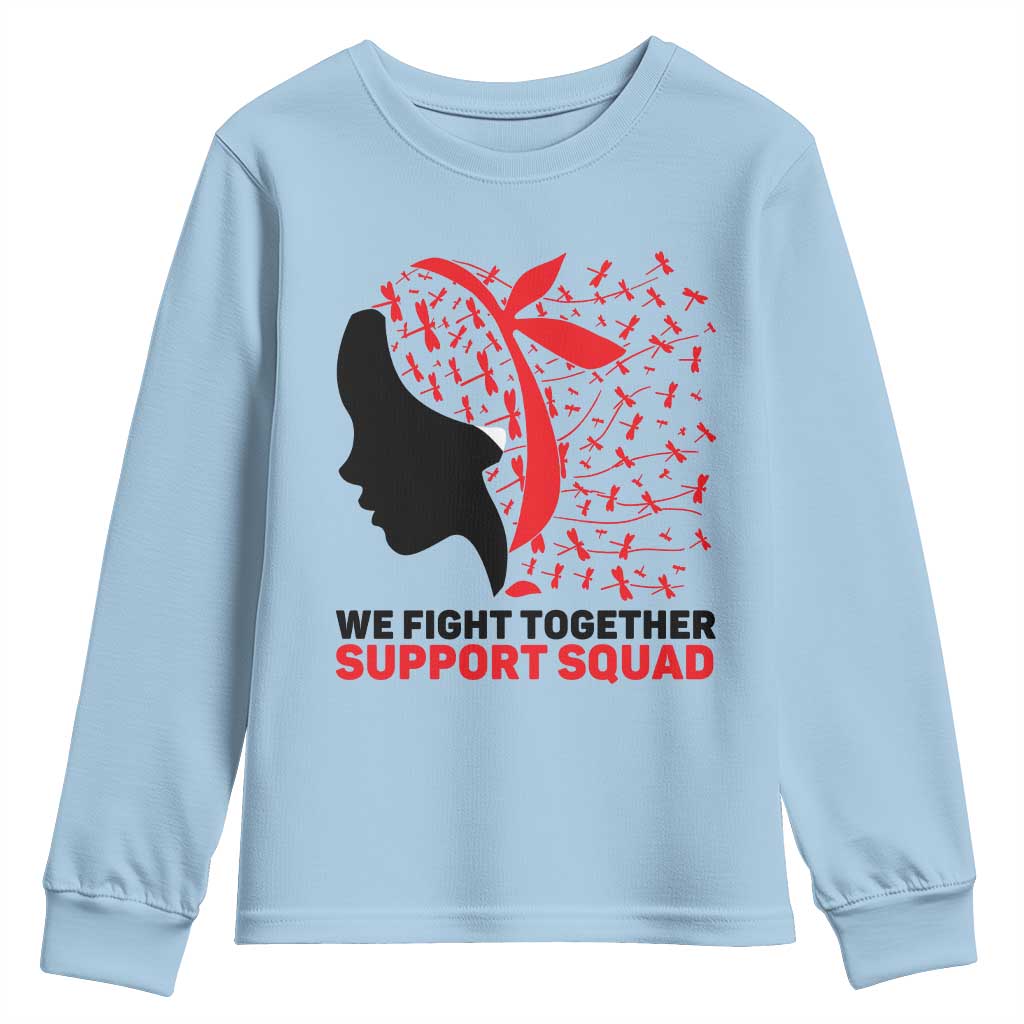 We Fight Together Support Squad Youth Sweatshirt HIV Warrior Dragonfly Gift