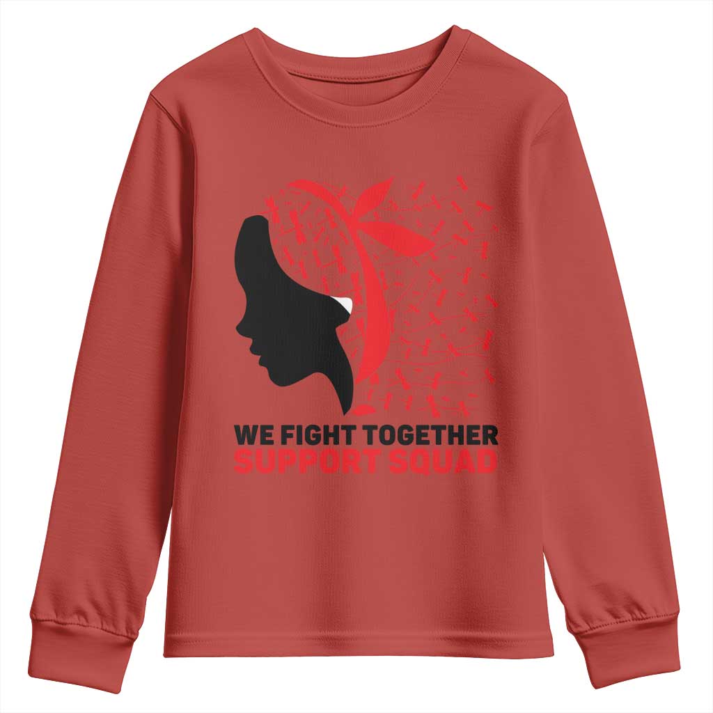 We Fight Together Support Squad Youth Sweatshirt HIV Warrior Dragonfly Gift