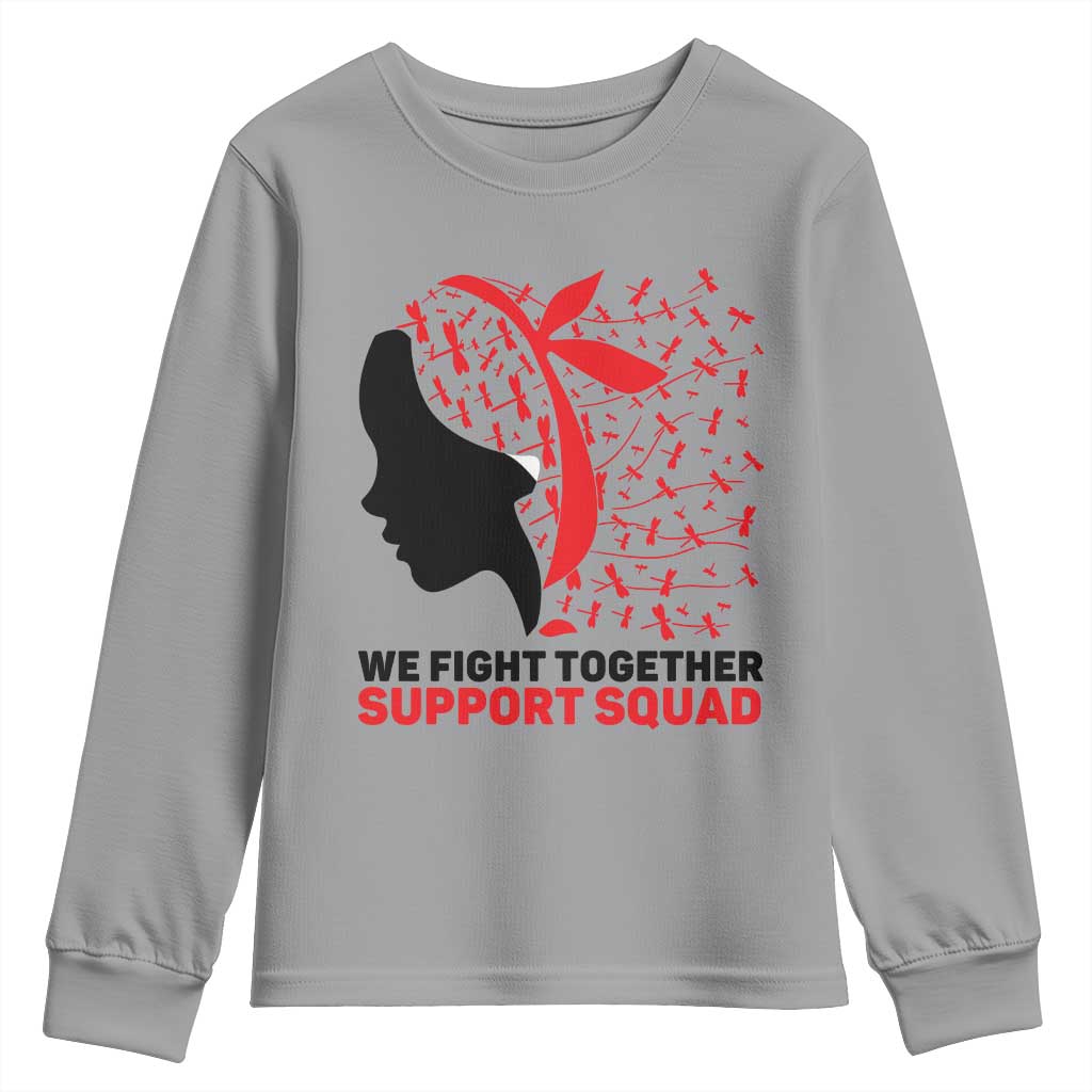 We Fight Together Support Squad Youth Sweatshirt HIV Warrior Dragonfly Gift