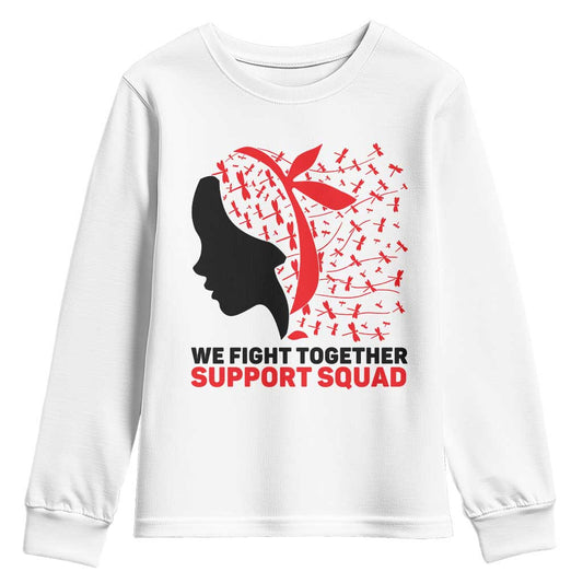 We Fight Together Support Squad Youth Sweatshirt HIV Warrior Dragonfly Gift