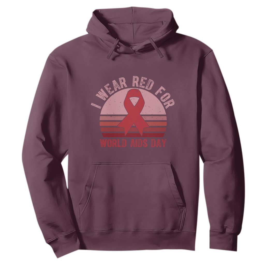 I Wear Red For World Aids Day Hoodie HIV Support Gift