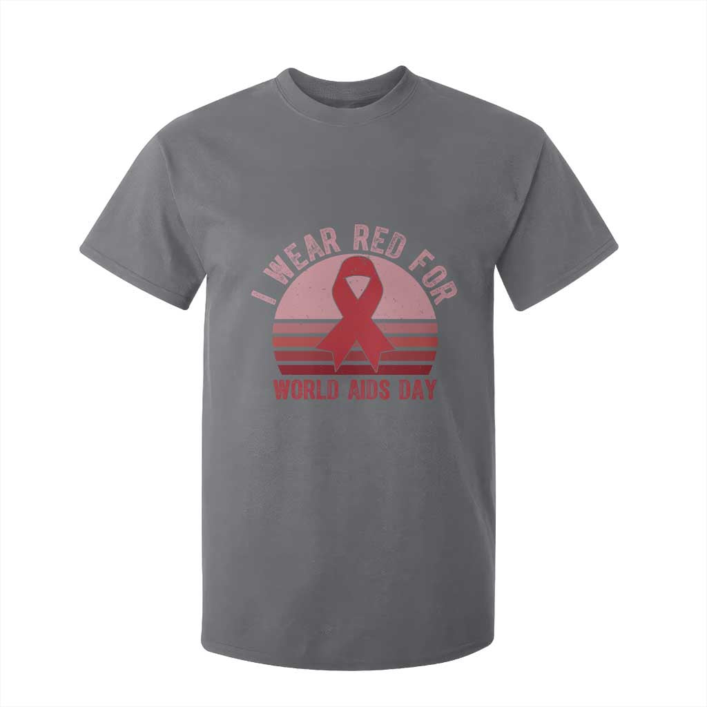 I Wear Red For World Aids Day T Shirt For Kid HIV Support Gift