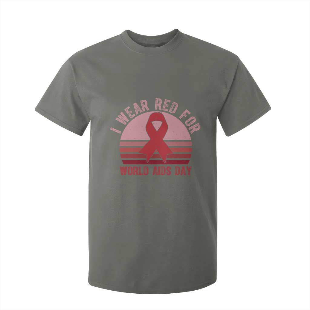 I Wear Red For World Aids Day T Shirt For Kid HIV Support Gift