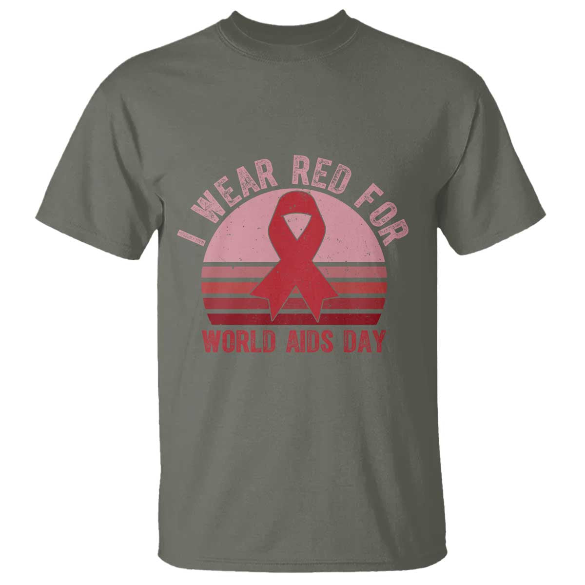 I Wear Red For World Aids Day T Shirt HIV Support Gift