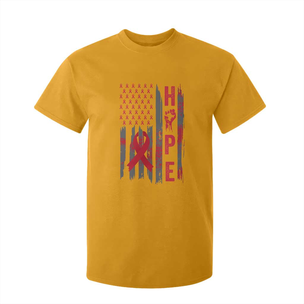 American Flag Hope HIV Support T Shirt For Kid World AIDS Day Gift