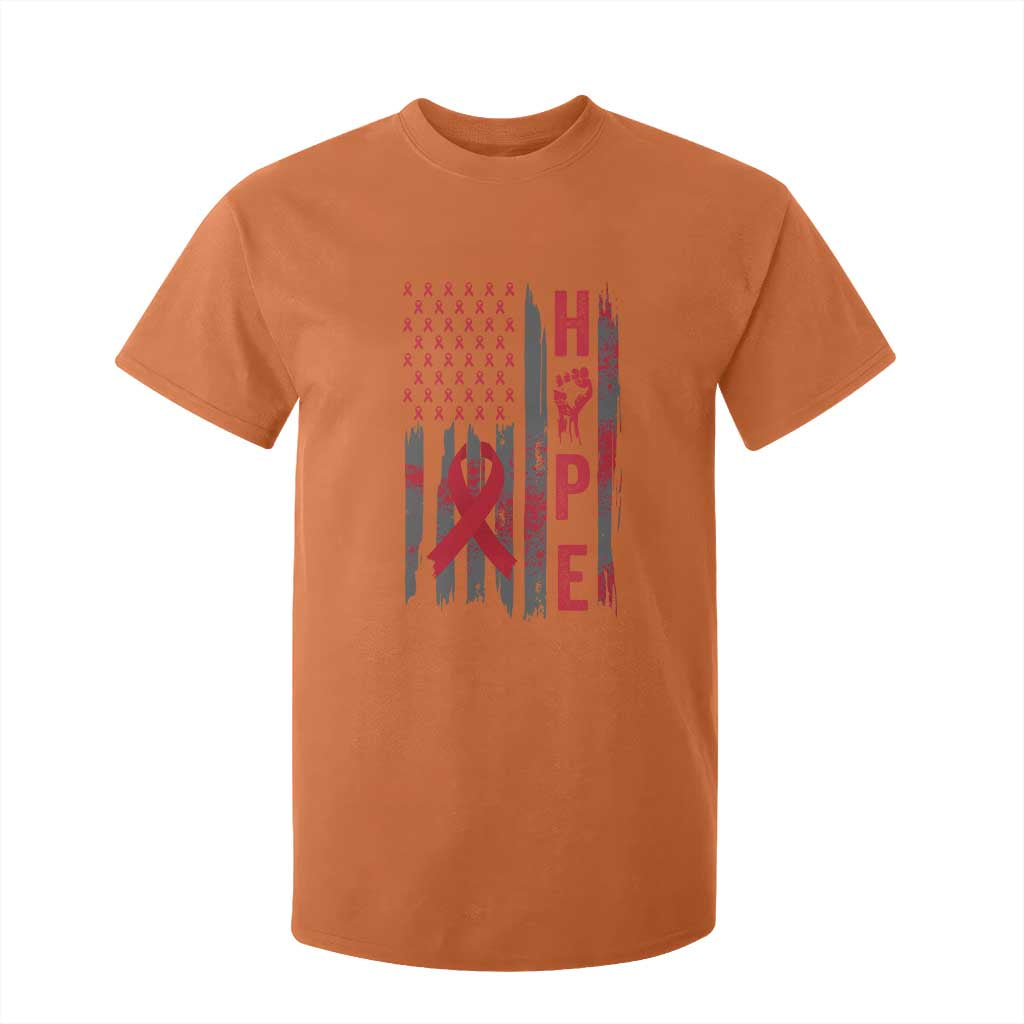 American Flag Hope HIV Support T Shirt For Kid World AIDS Day Gift