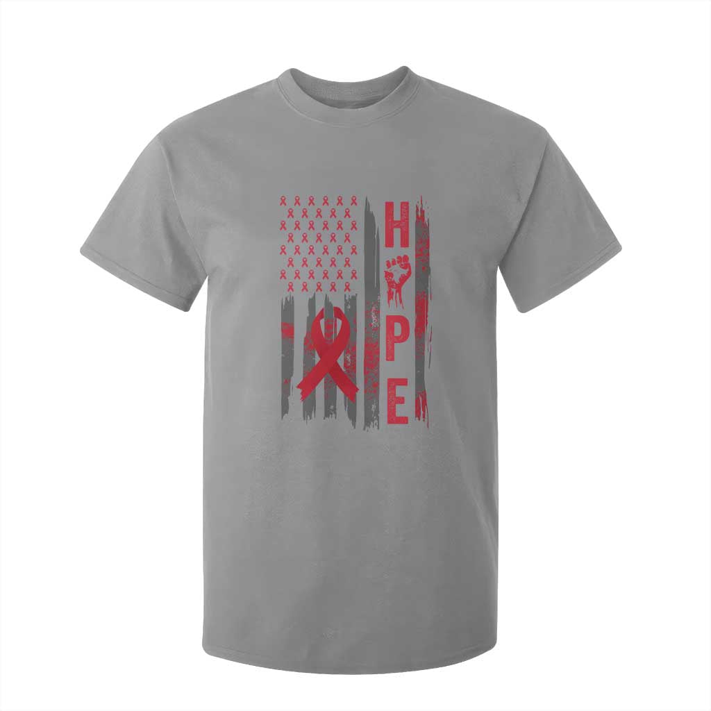 American Flag Hope HIV Support T Shirt For Kid World AIDS Day Gift