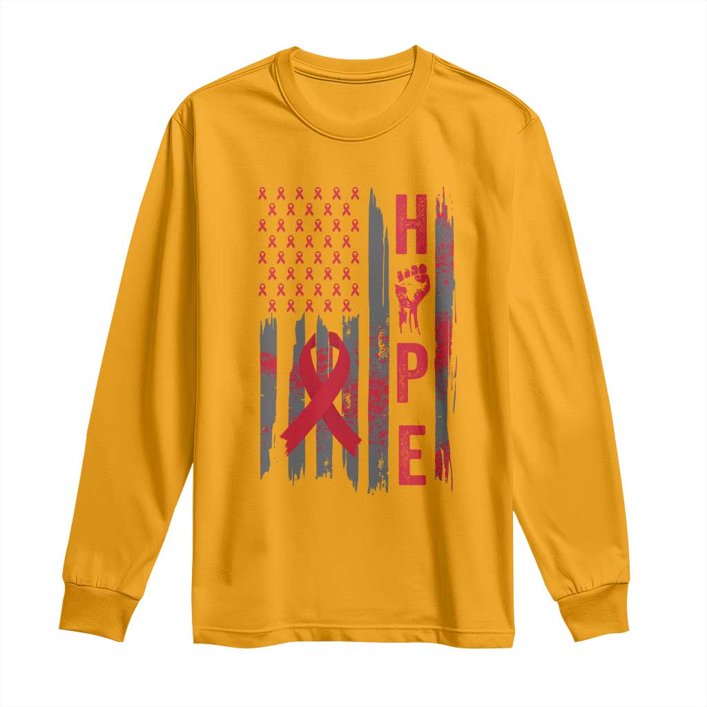 American Flag Hope HIV Support Long Sleeve Shirt World AIDS Day Gift