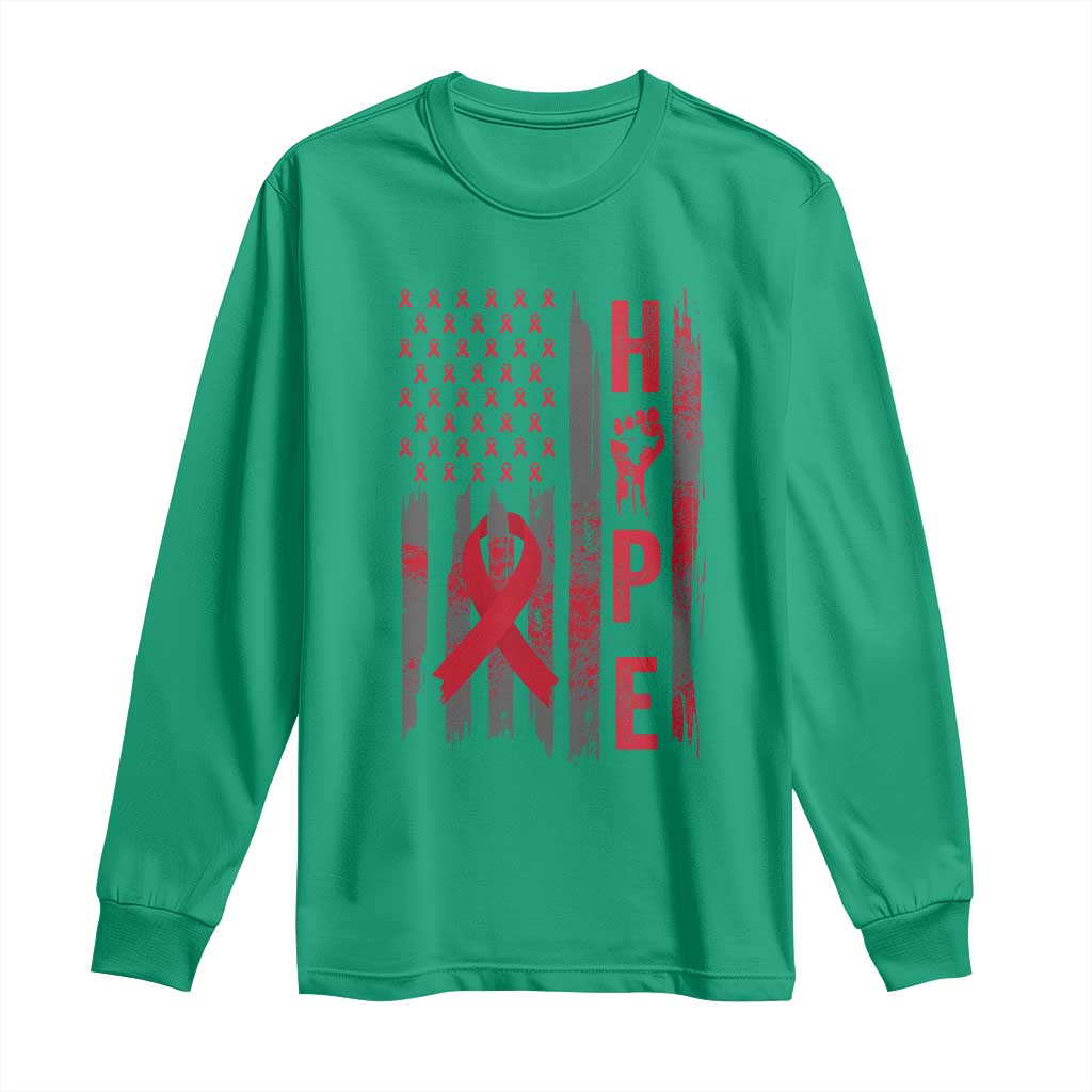 American Flag Hope HIV Support Long Sleeve Shirt World AIDS Day Gift