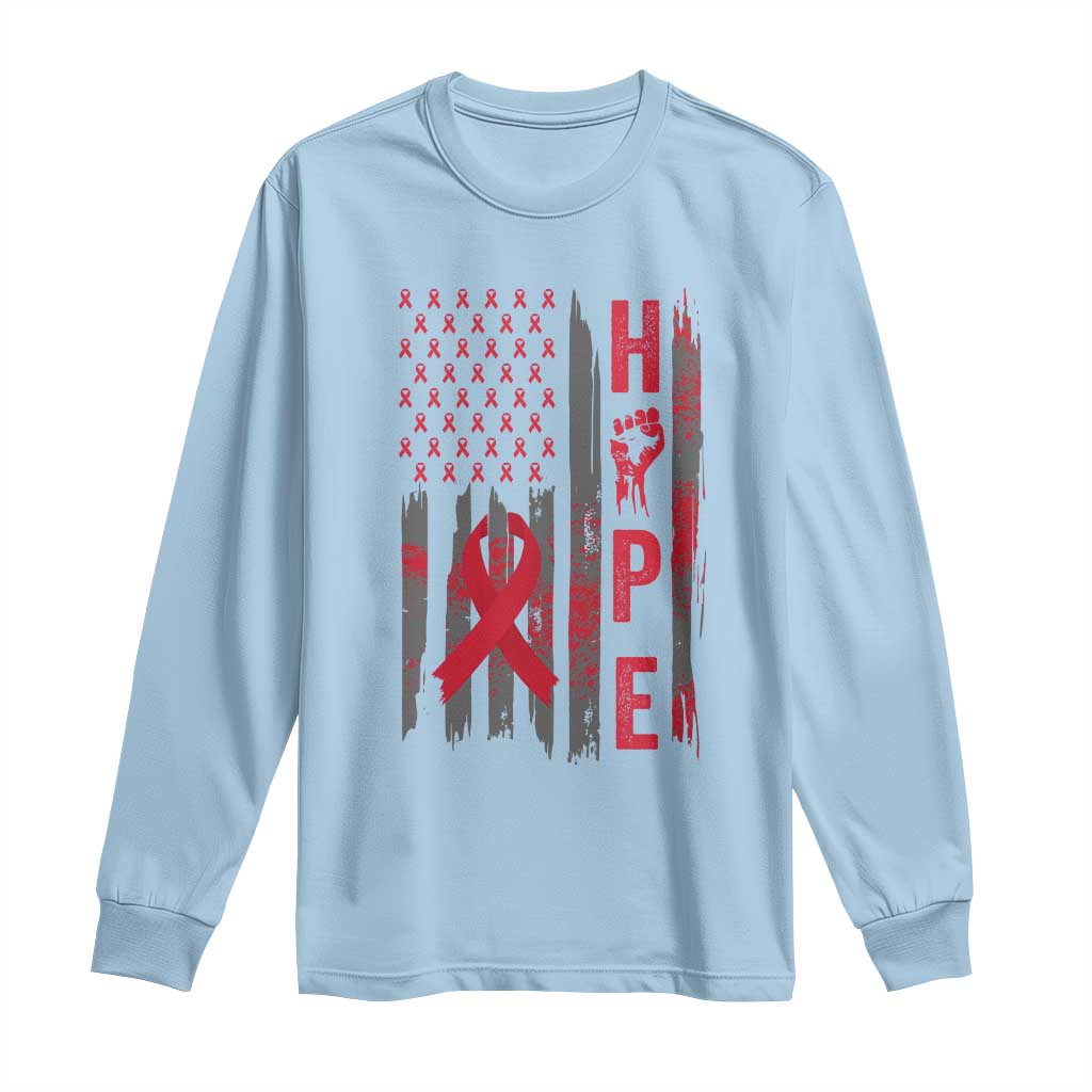 American Flag Hope HIV Support Long Sleeve Shirt World AIDS Day Gift