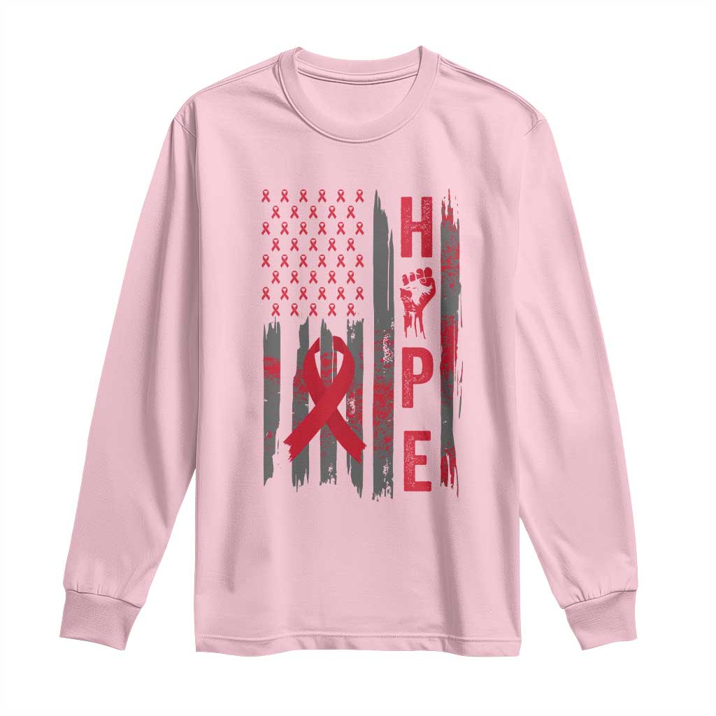 American Flag Hope HIV Support Long Sleeve Shirt World AIDS Day Gift