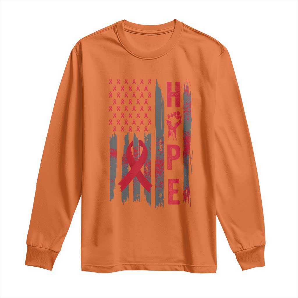 American Flag Hope HIV Support Long Sleeve Shirt World AIDS Day Gift