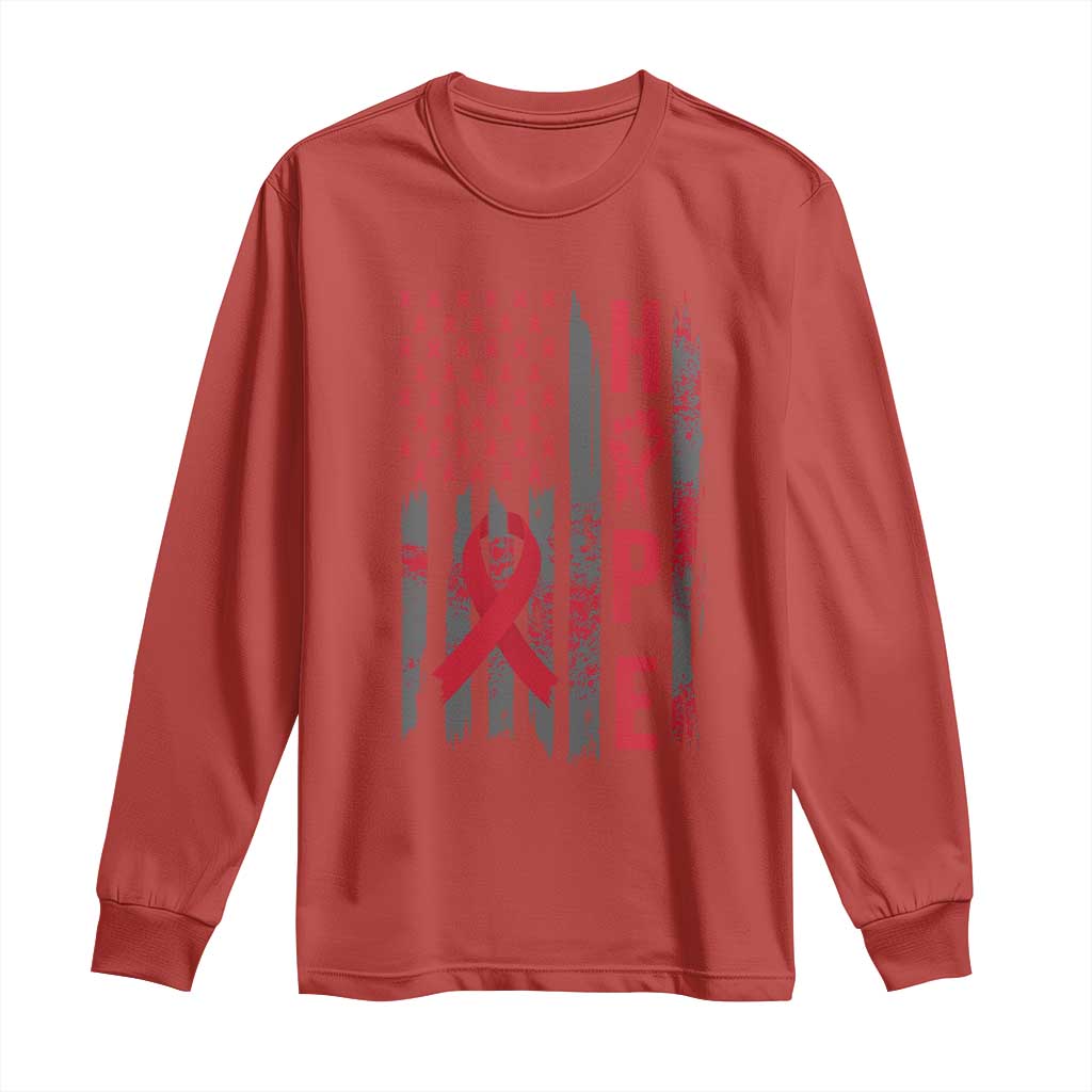 American Flag Hope HIV Support Long Sleeve Shirt World AIDS Day Gift