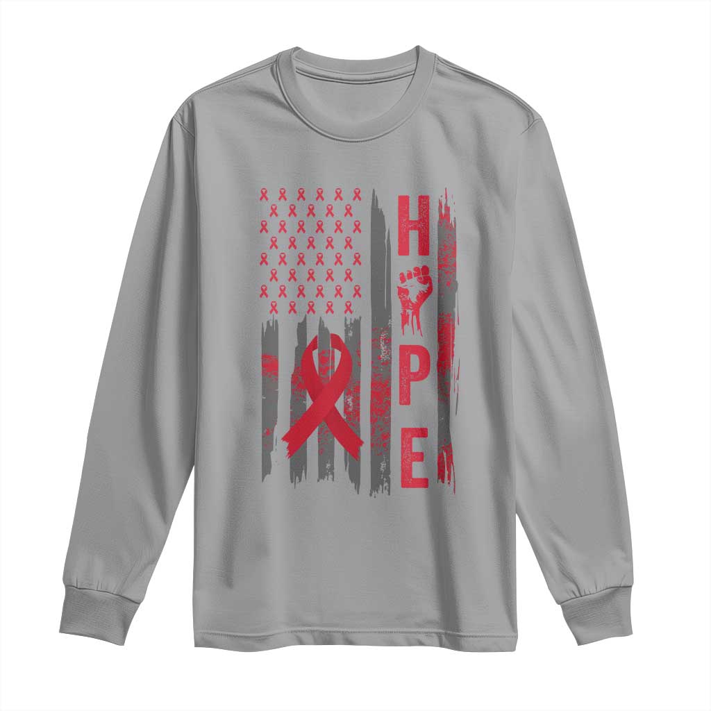 American Flag Hope HIV Support Long Sleeve Shirt World AIDS Day Gift