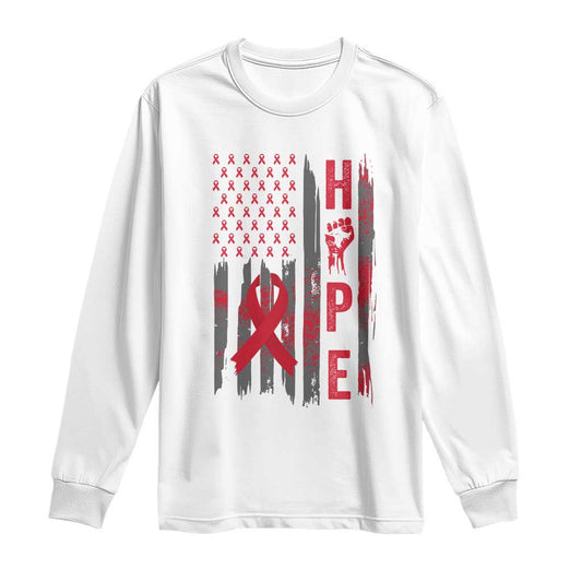 American Flag Hope HIV Support Long Sleeve Shirt World AIDS Day Gift