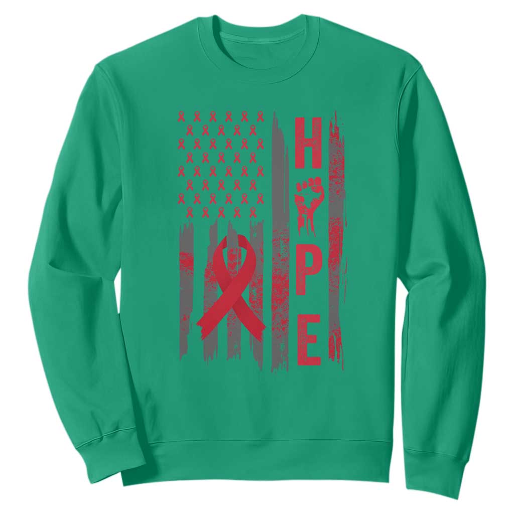 American Flag Hope HIV Support Sweatshirt World AIDS Day Gift