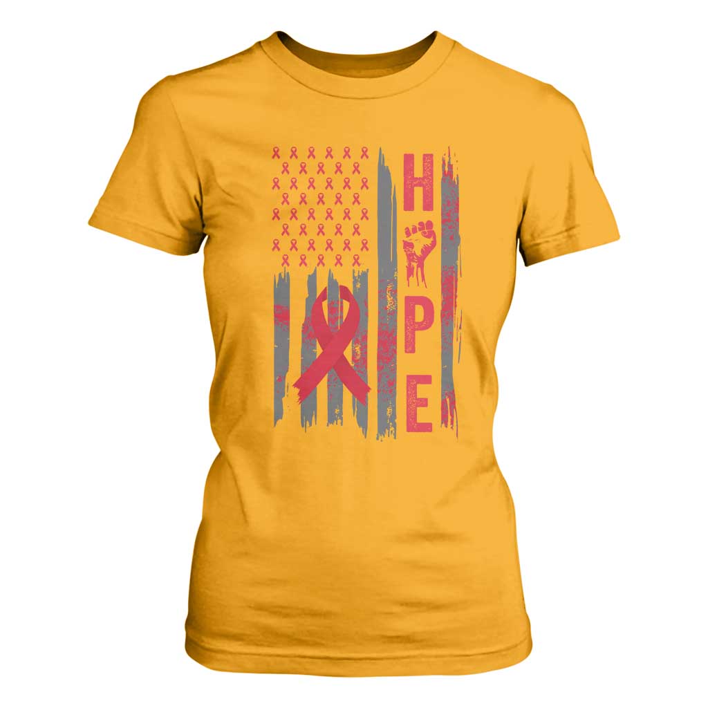 American Flag Hope HIV Support T Shirt For Women World AIDS Day Gift