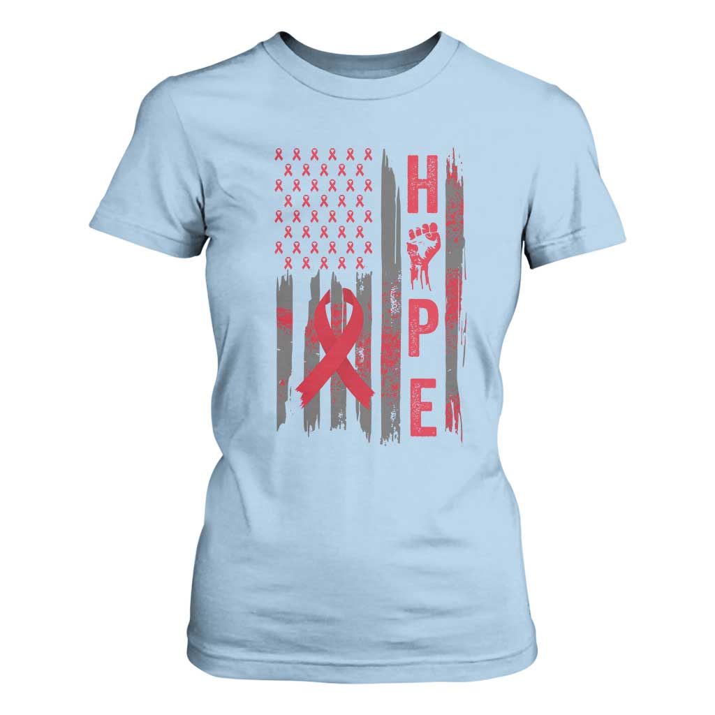 American Flag Hope HIV Support T Shirt For Women World AIDS Day Gift