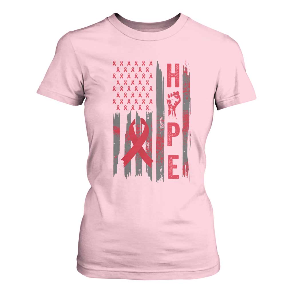 American Flag Hope HIV Support T Shirt For Women World AIDS Day Gift