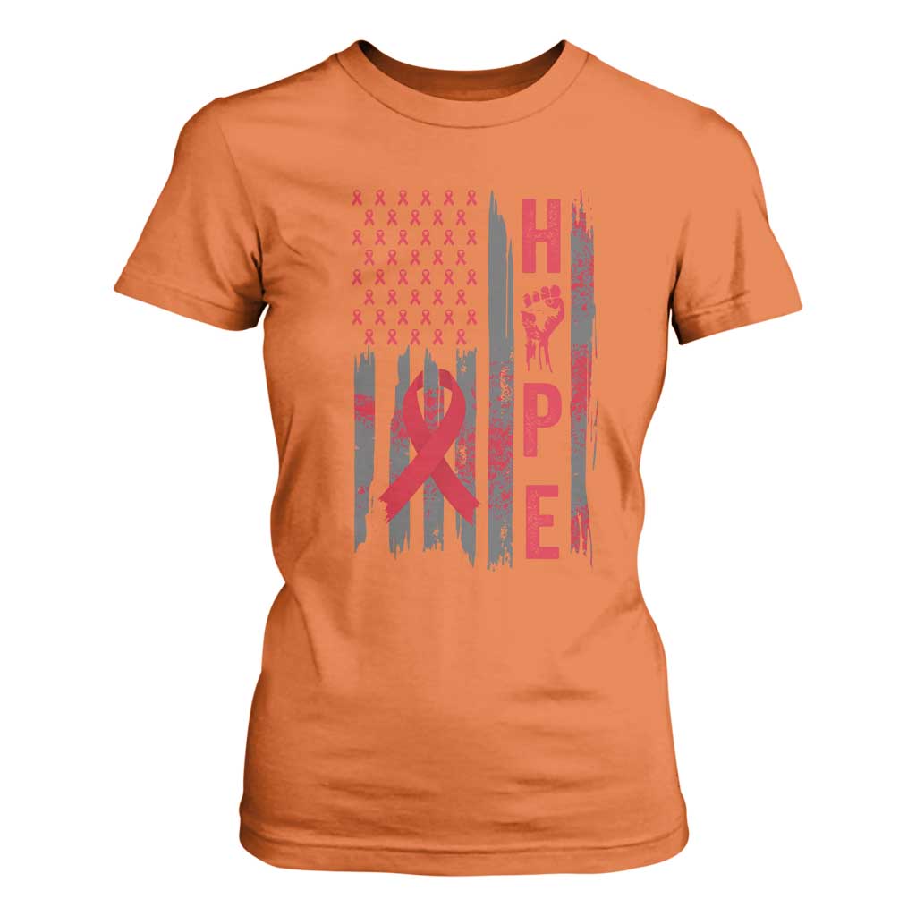 American Flag Hope HIV Support T Shirt For Women World AIDS Day Gift