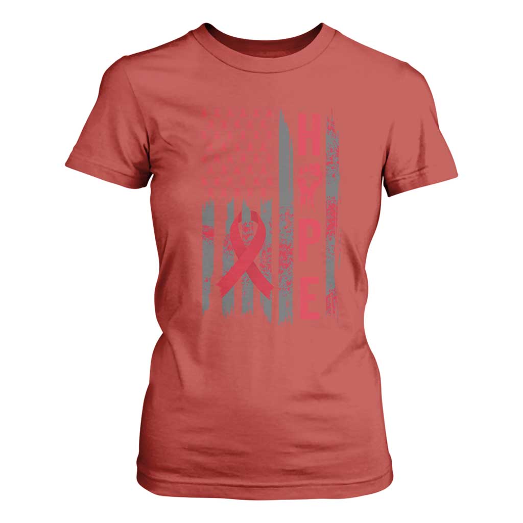 American Flag Hope HIV Support T Shirt For Women World AIDS Day Gift