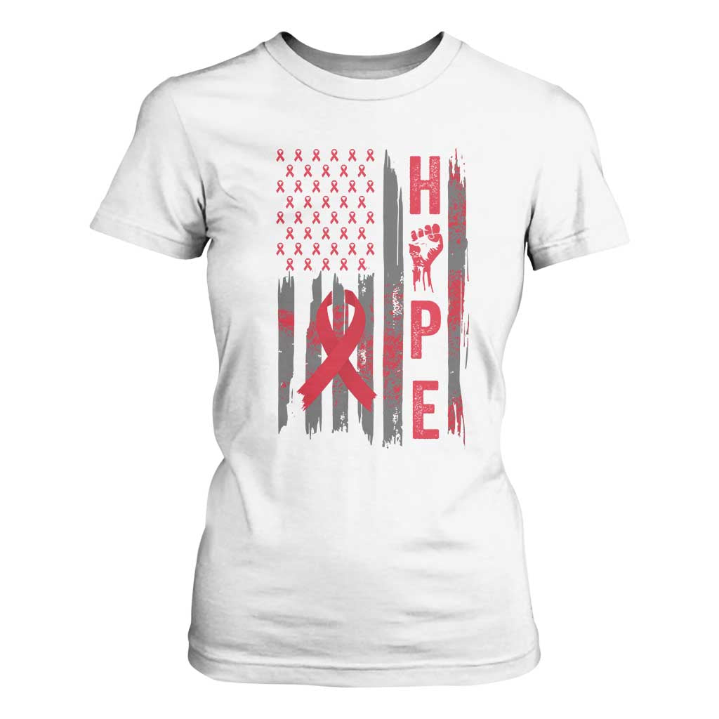 American Flag Hope HIV Support T Shirt For Women World AIDS Day Gift