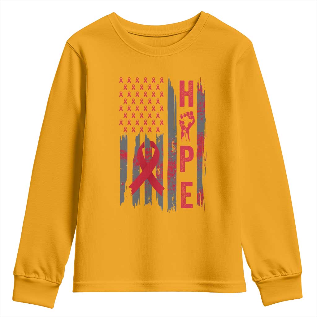 American Flag Hope HIV Support Youth Sweatshirt World AIDS Day Gift
