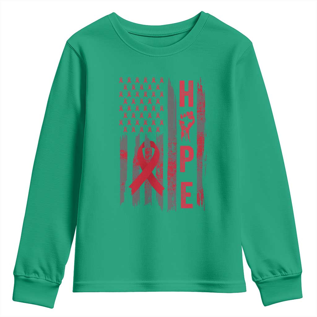 American Flag Hope HIV Support Youth Sweatshirt World AIDS Day Gift