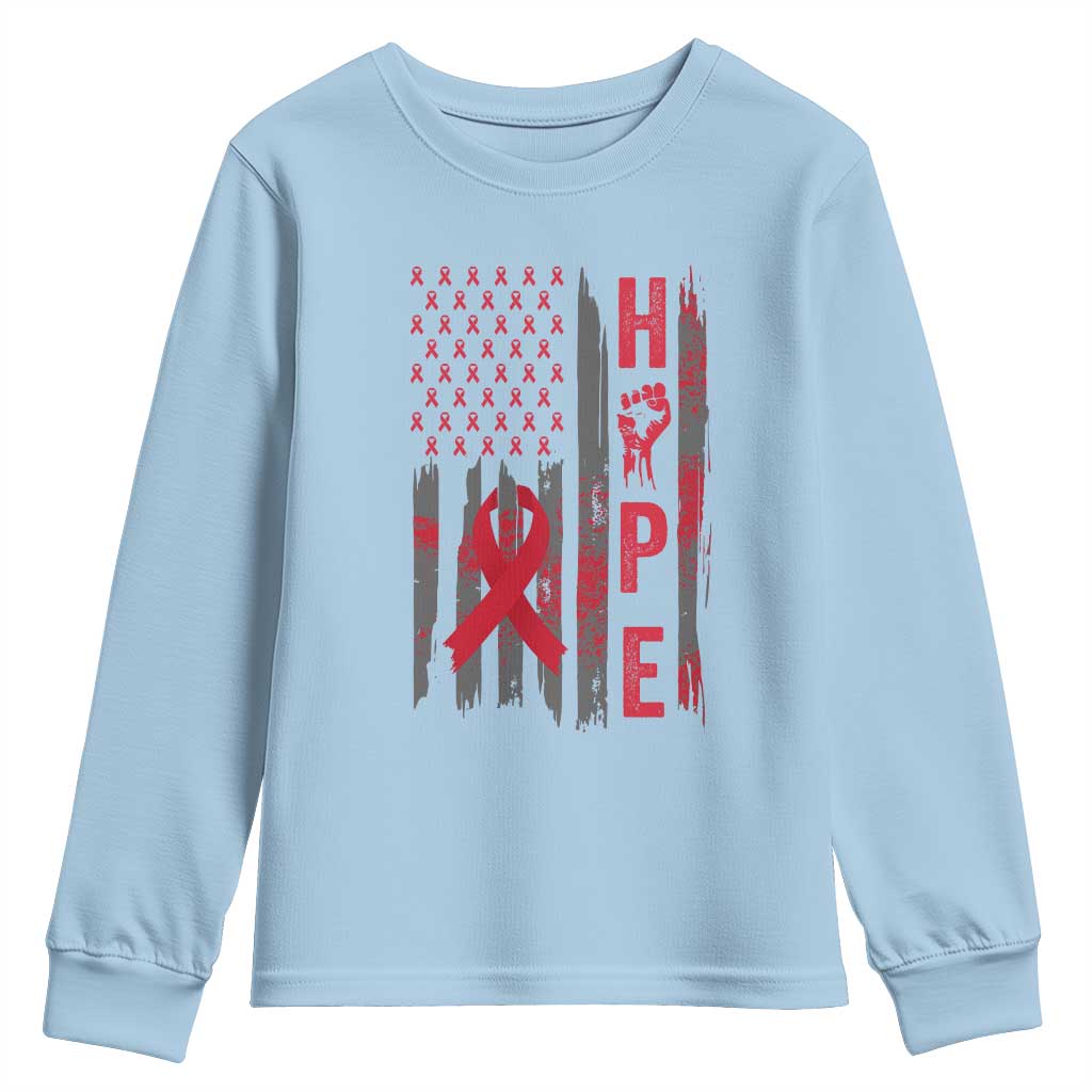 American Flag Hope HIV Support Youth Sweatshirt World AIDS Day Gift
