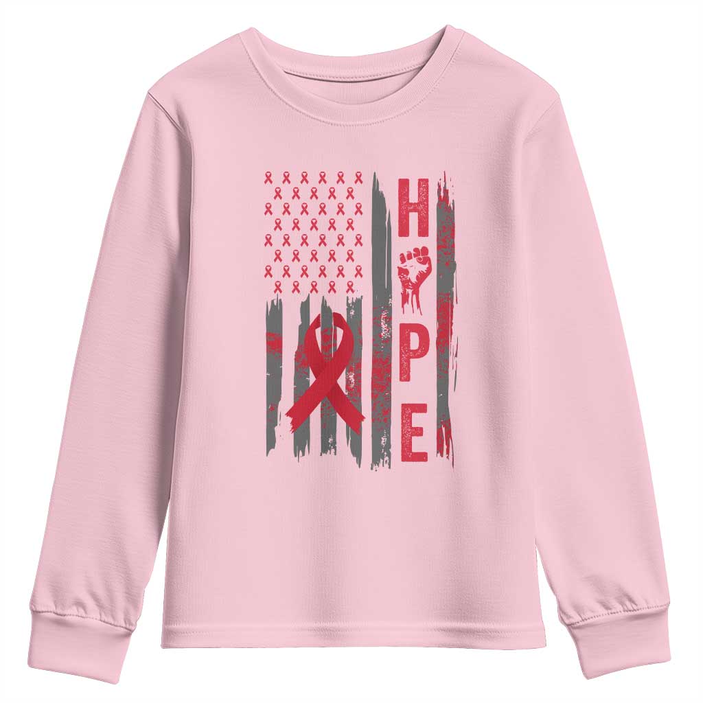 American Flag Hope HIV Support Youth Sweatshirt World AIDS Day Gift