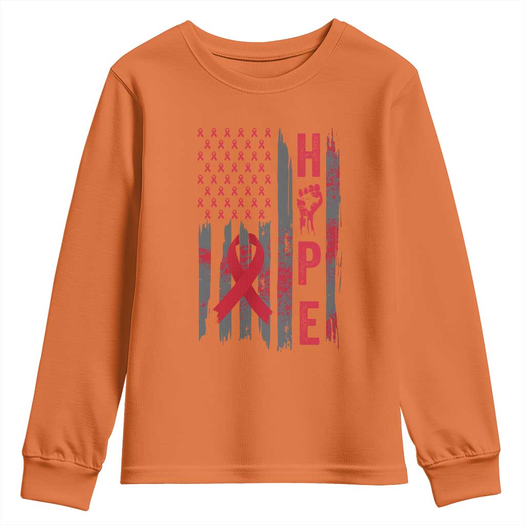 American Flag Hope HIV Support Youth Sweatshirt World AIDS Day Gift