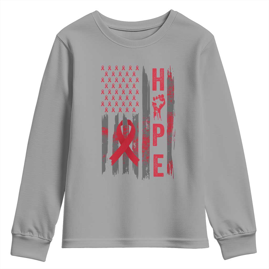 American Flag Hope HIV Support Youth Sweatshirt World AIDS Day Gift