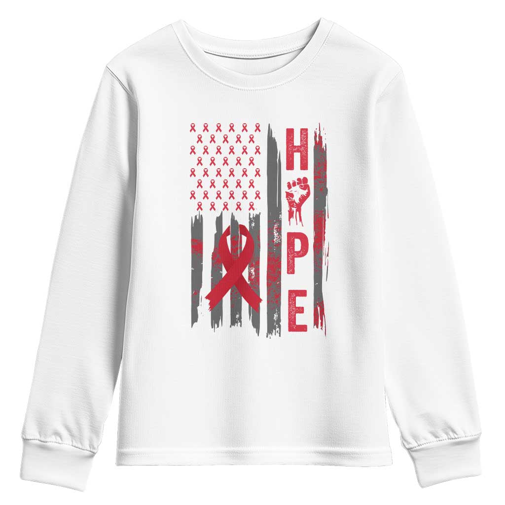 American Flag Hope HIV Support Youth Sweatshirt World AIDS Day Gift