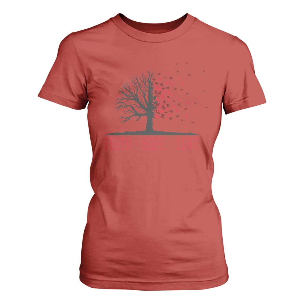 World AIDS Day Support Gift T Shirt For Women Faith Hope Love