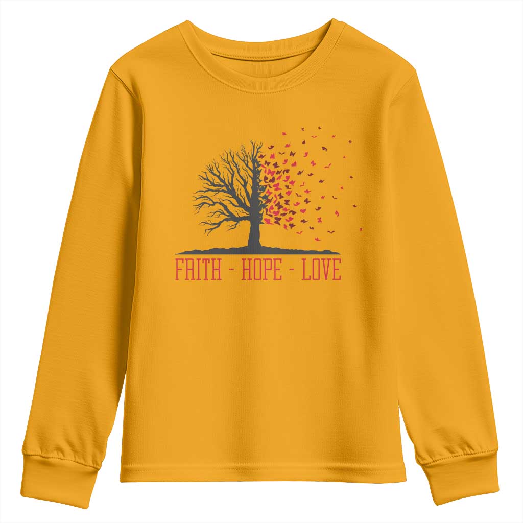 World AIDS Day Support Gift Youth Sweatshirt Faith Hope Love