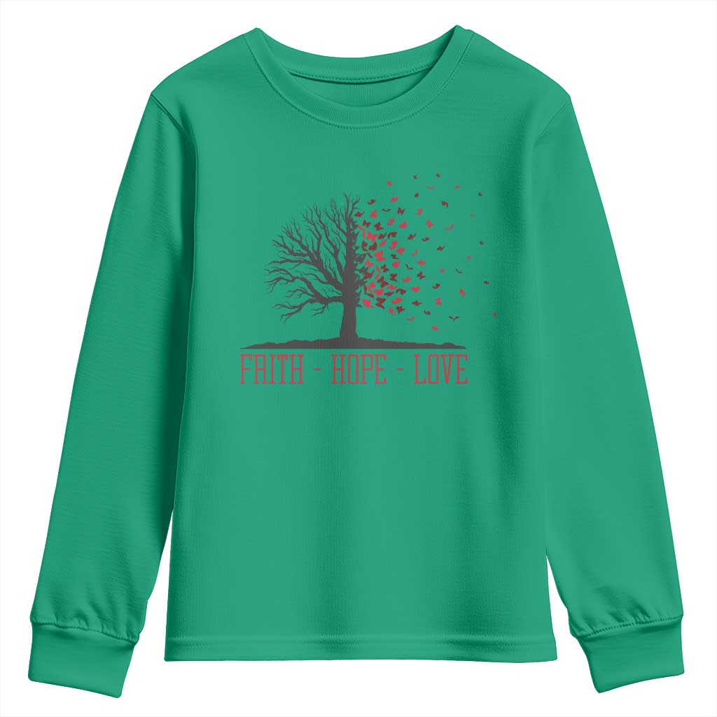 World AIDS Day Support Gift Youth Sweatshirt Faith Hope Love