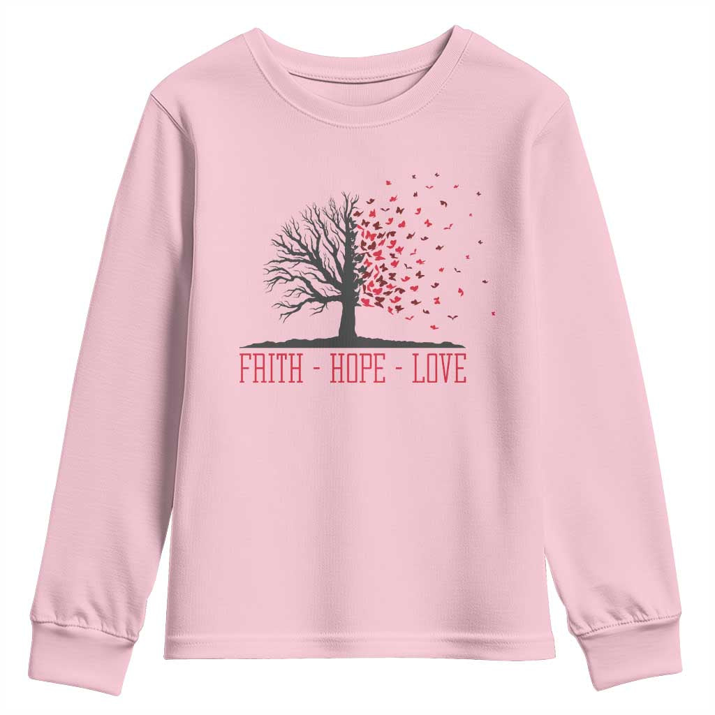 World AIDS Day Support Gift Youth Sweatshirt Faith Hope Love