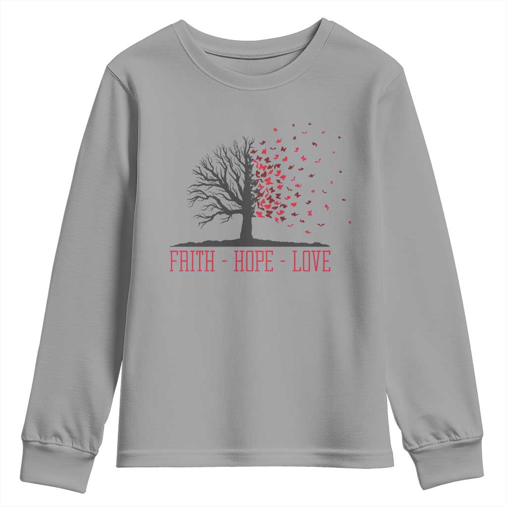 World AIDS Day Support Gift Youth Sweatshirt Faith Hope Love