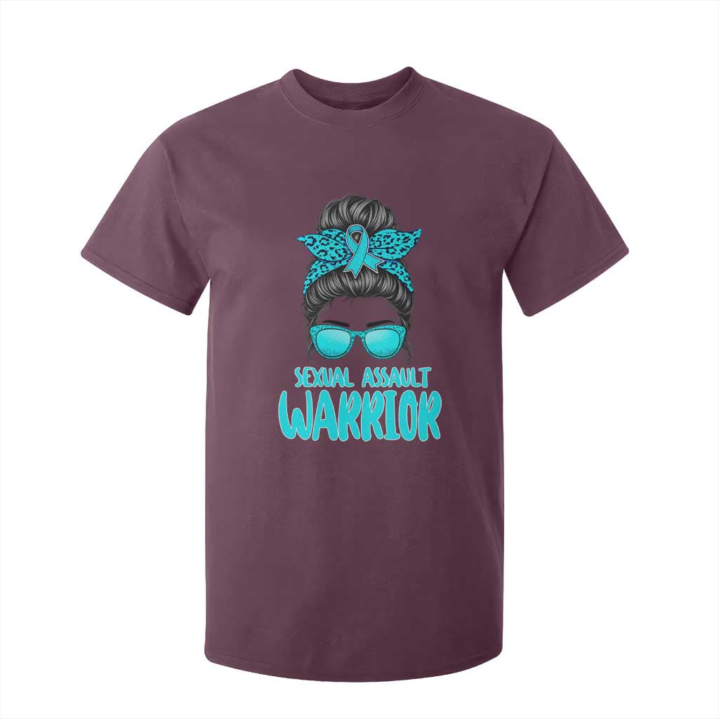 Sexual Assault Prevention Support T Shirt For Kid Messy Bun Women Survivors
