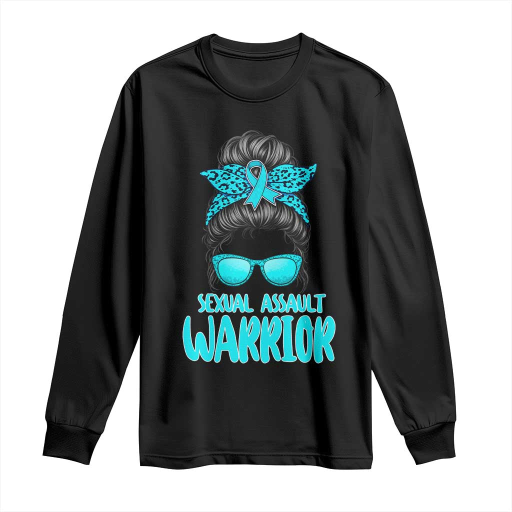 Sexual Assault Prevention Support Long Sleeve Shirt Messy Bun Women Survivors