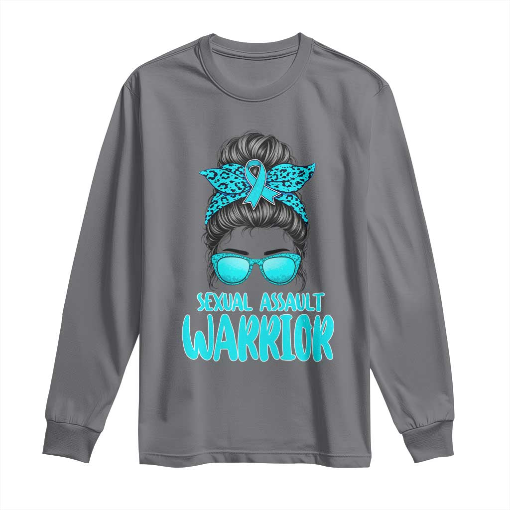 Sexual Assault Prevention Support Long Sleeve Shirt Messy Bun Women Survivors