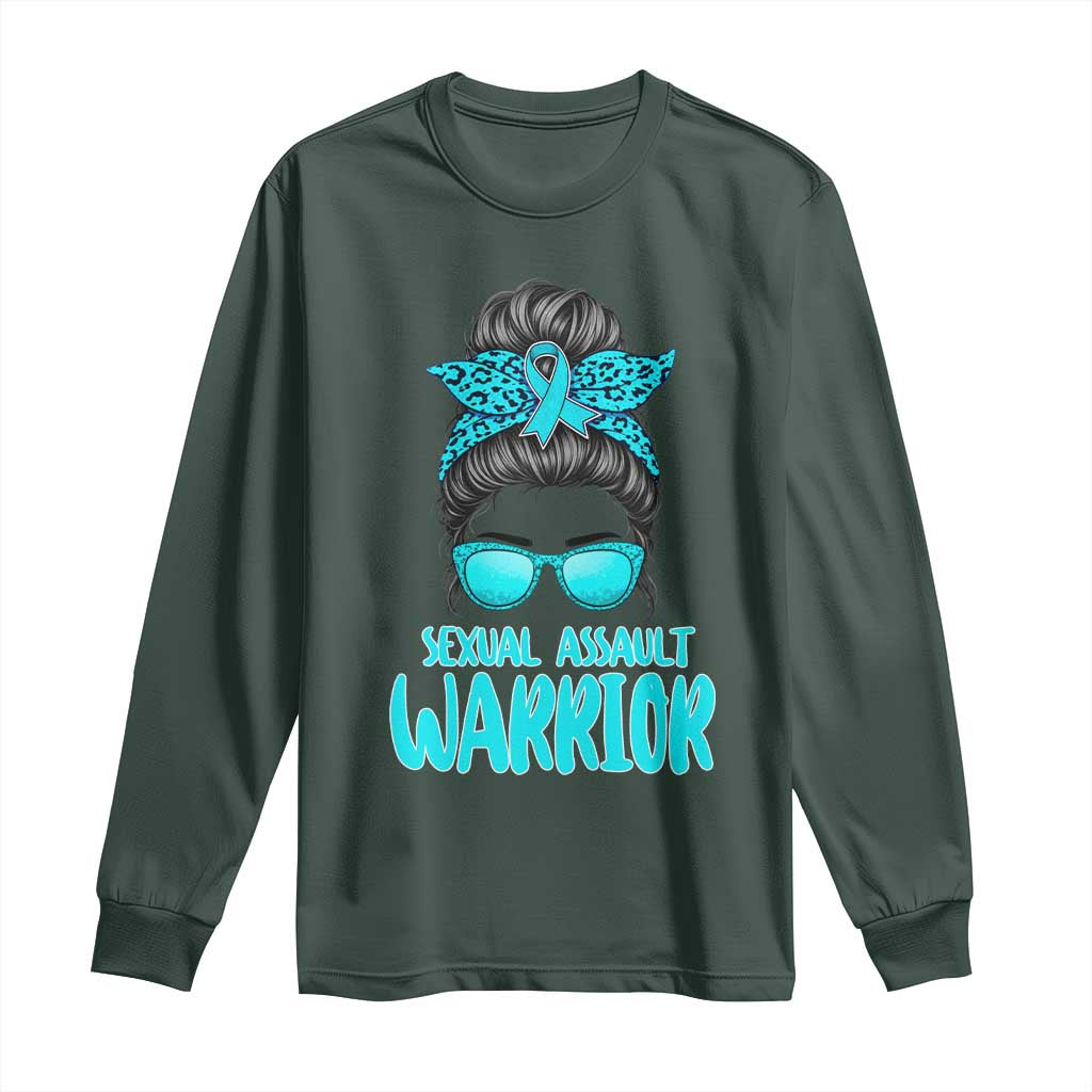 Sexual Assault Prevention Support Long Sleeve Shirt Messy Bun Women Survivors