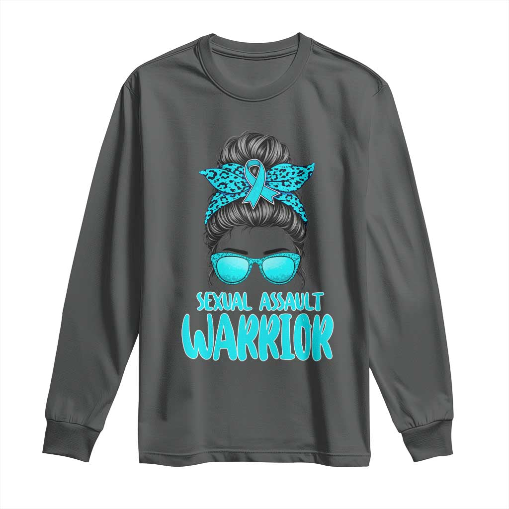 Sexual Assault Prevention Support Long Sleeve Shirt Messy Bun Women Survivors