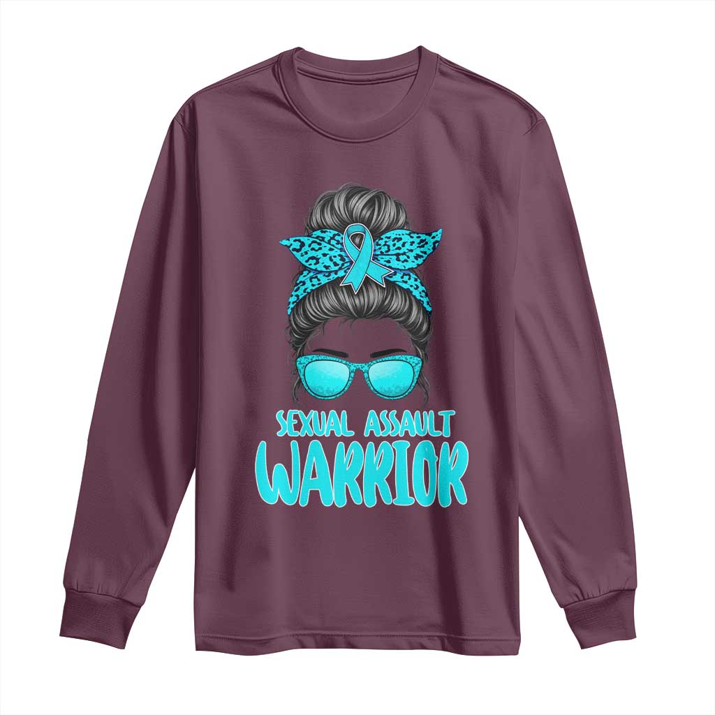 Sexual Assault Prevention Support Long Sleeve Shirt Messy Bun Women Survivors