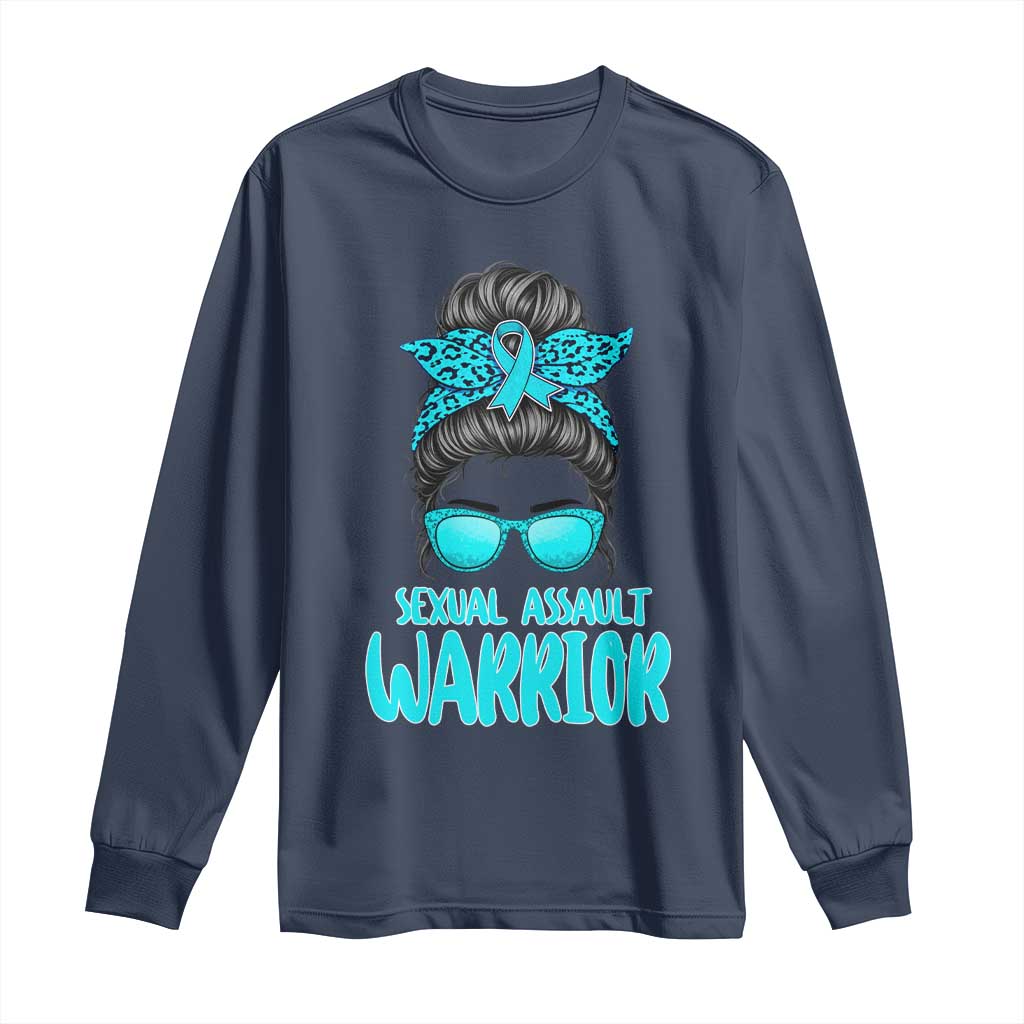 Sexual Assault Prevention Support Long Sleeve Shirt Messy Bun Women Survivors