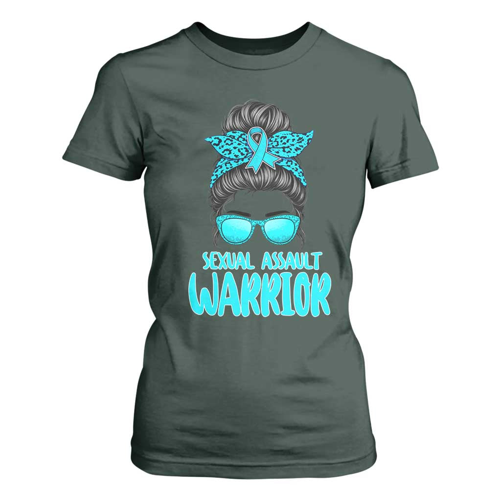 Sexual Assault Prevention Support T Shirt For Women Messy Bun Women Survivors