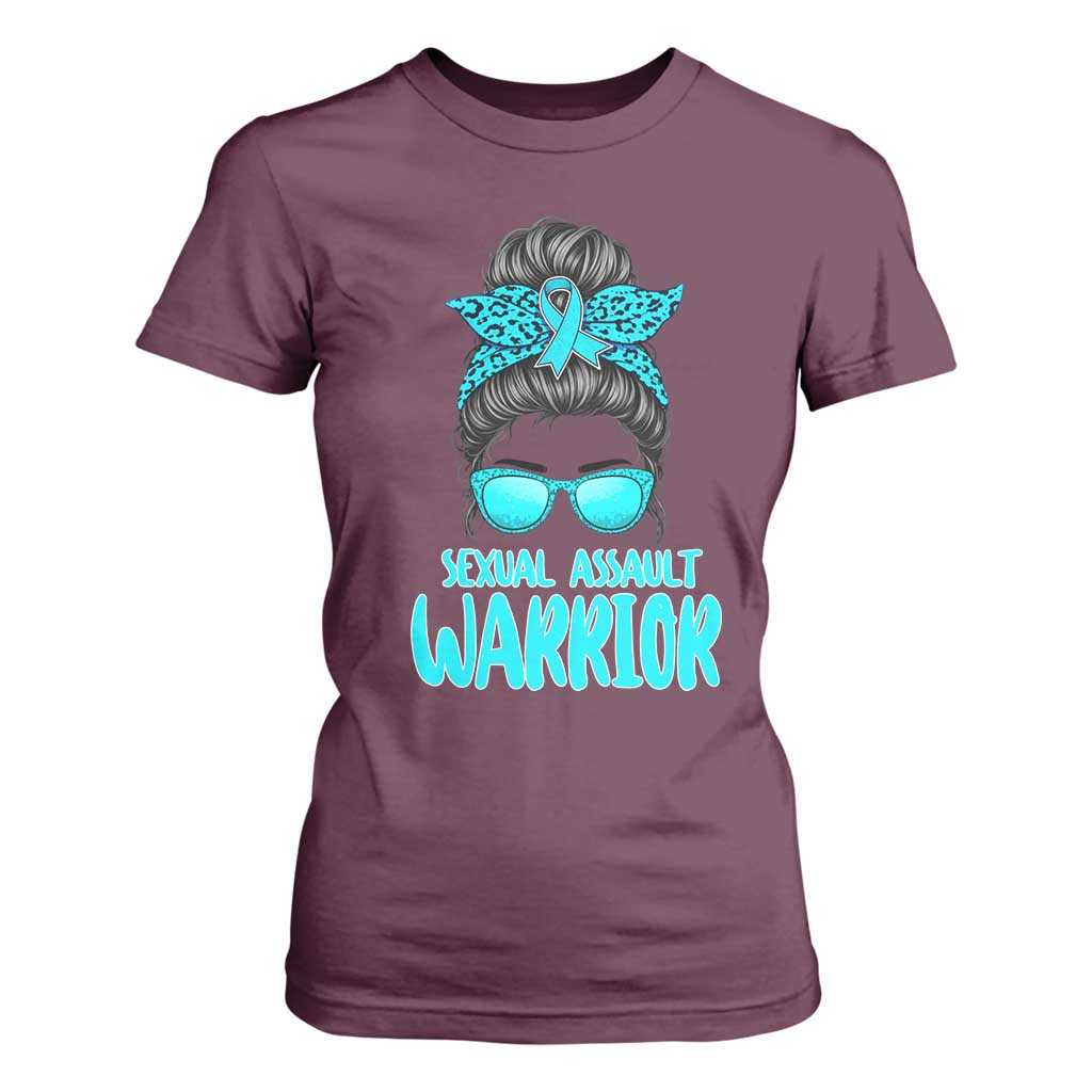 Sexual Assault Prevention Support T Shirt For Women Messy Bun Women Survivors