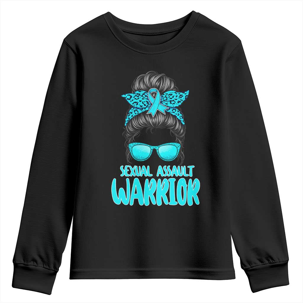 Sexual Assault Prevention Support Youth Sweatshirt Messy Bun Women Survivors